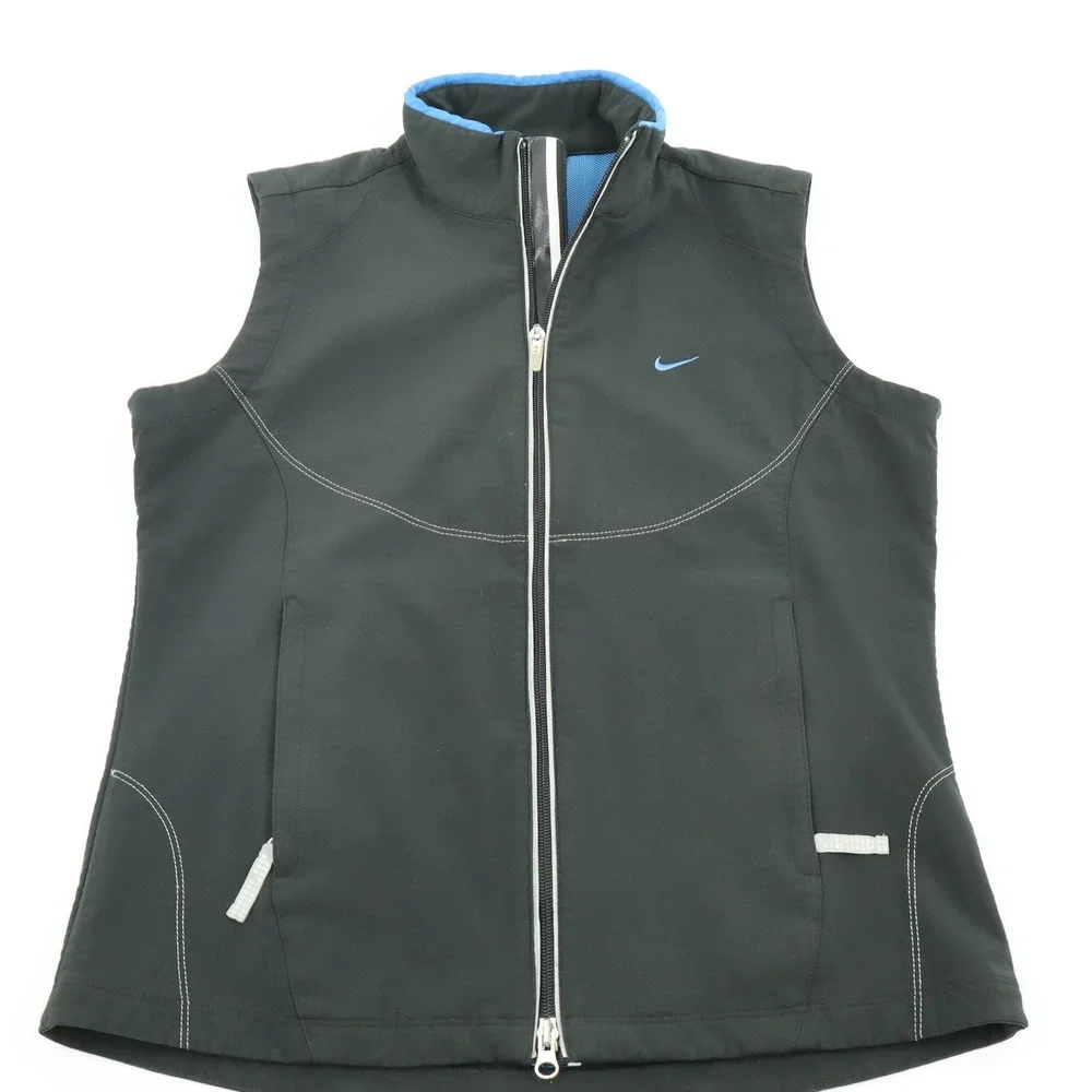 Nike Sphere Pro Womens Black‎ Blue Full Zip Running Vest H40307QVE Medium
